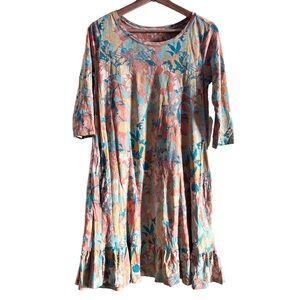 𝅺Peruvian Connection 100% Pima Cotton Ruffle Dress Size XS